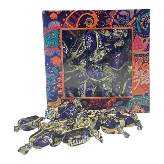 300g Square Window Paisley Pattern Box of Walkers Milk Chocolate Eclairs