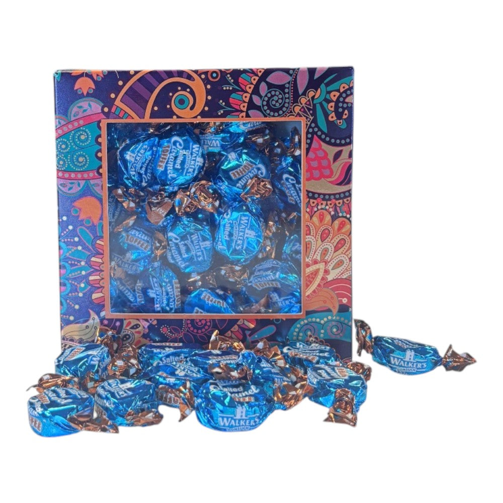 300g Square Window Pattern Box of Walkers Salted Caramel Toffee