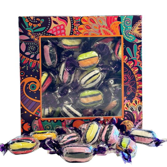 300g Square Window Paisley Pattern Box of Buchanans Liquorice Assortment Sweets