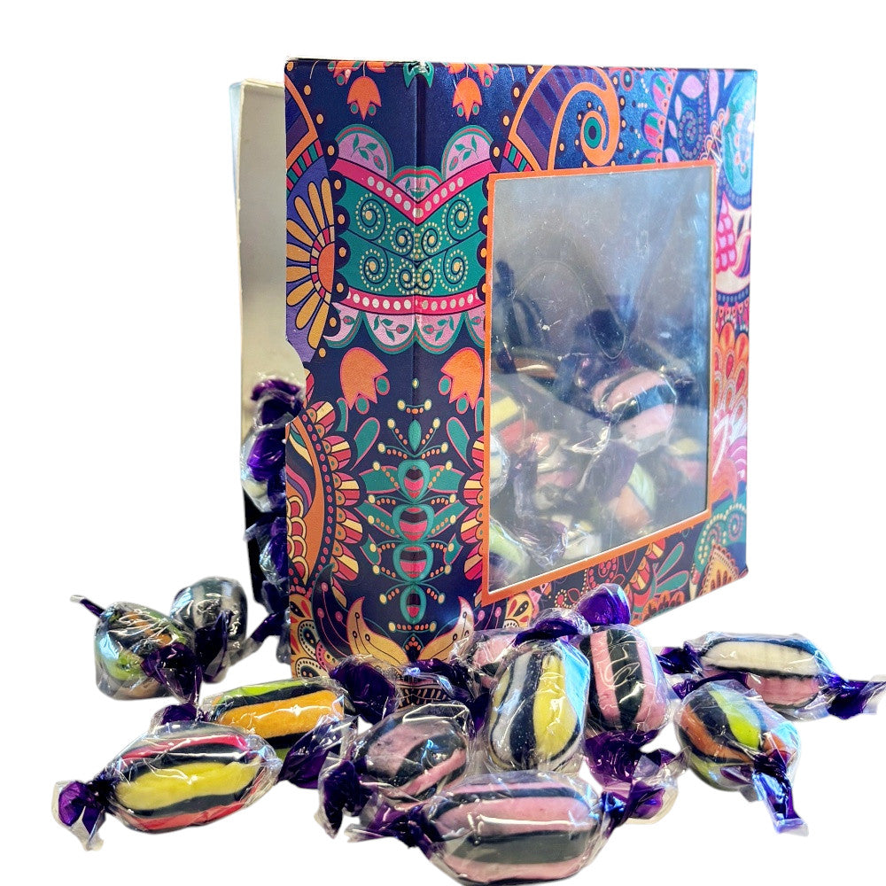300g Square Window Paisley Pattern Box of Buchanans Liquorice Assortment Sweets