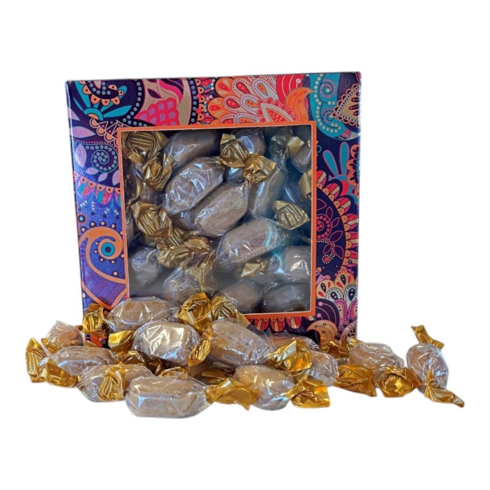 300g Square Window Paisley Pattern Box of Chocolate Crunch Sweets