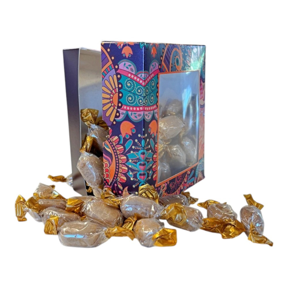 300g Square Window Paisley Pattern Box of Chocolate Crunch Sweets