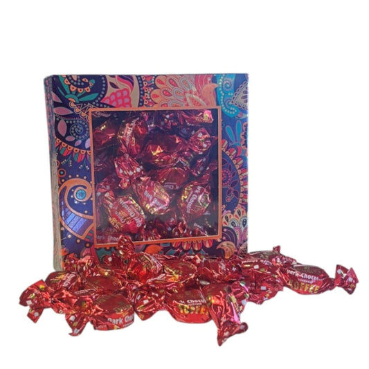 300g Square Window Paisley Pattern Box of Walkers Dark Chocolate Toffee