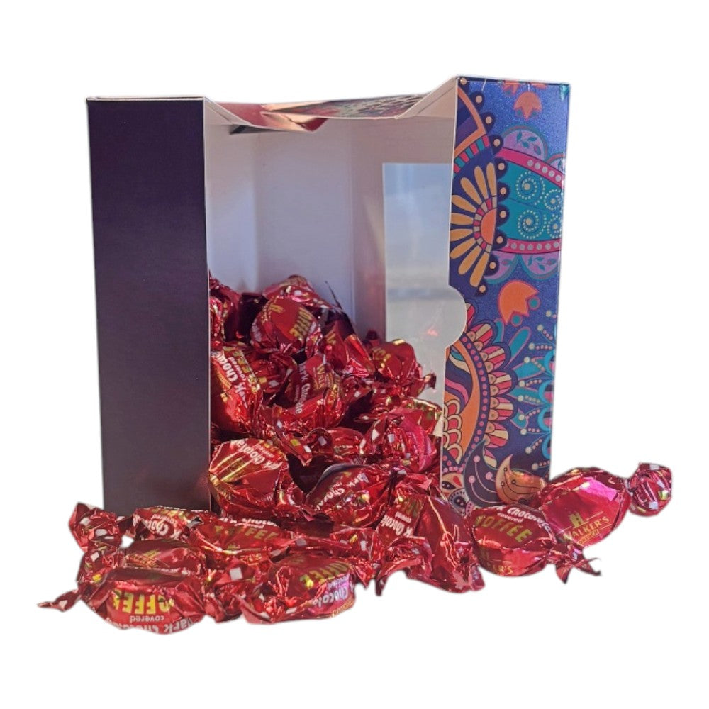 300g Square Window Paisley Pattern Box of Walkers Dark Chocolate Toffee
