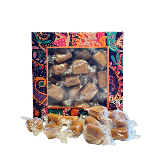 300g Square Window Paisley Pattern Box of Bristows Clotted Cream Fudge