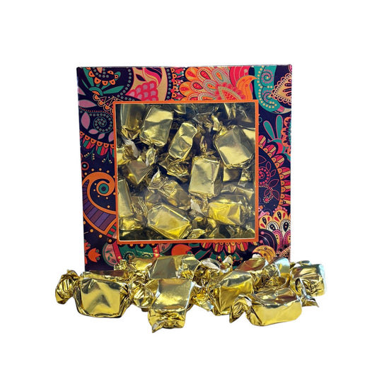 300g Square Window Paisley Pattern Box of Bristows Clotted Cream Toffee