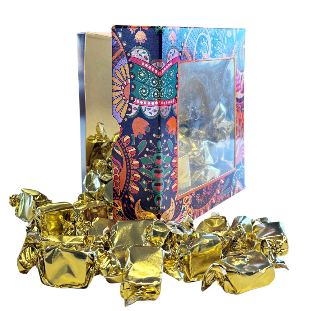 300g Square Window Paisley Pattern Box of Bristows Clotted Cream Toffee