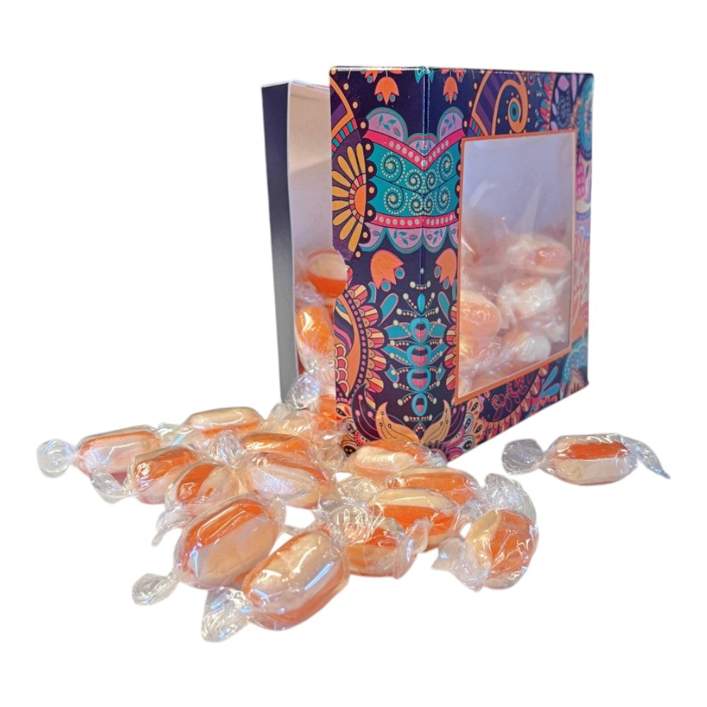 300g Square Window Pattern Box of Iron Brew Humbugs