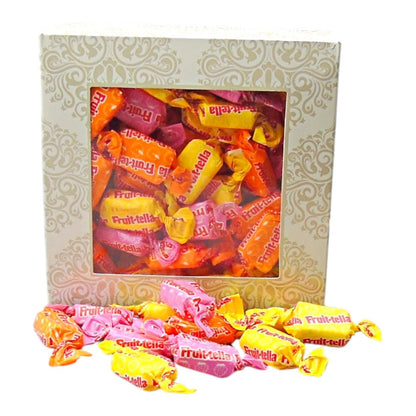300g Square Window Ivory White Pattern Box of Fruitella Juicy Fruit Chews