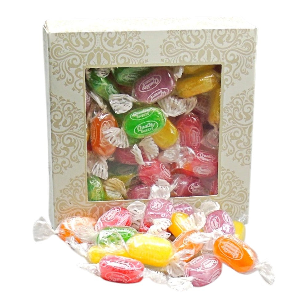 300g Square Window Ivory White Pattern Box of Sherbet Fruits