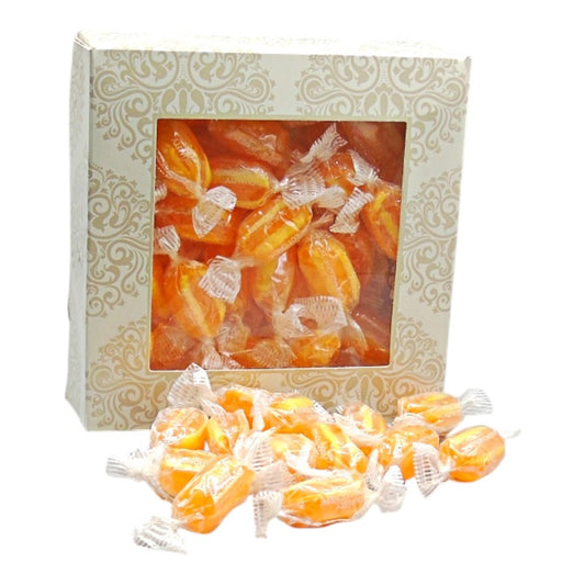 300g Square Window Ivory White Pattern Box of Sherbet Pineapple Sweets