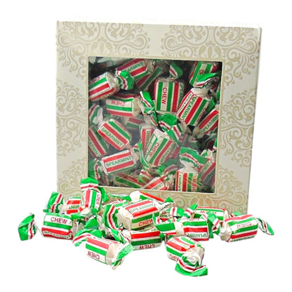 300g Square Window Ivory White Pattern Box of Spearmint Chews