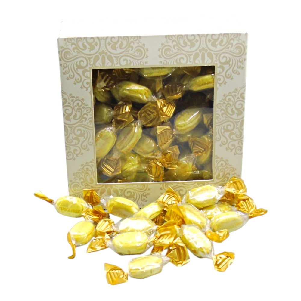 300g Square Window Ivory White Pattern Box of Sugar Free Chocolate Limes Sweets