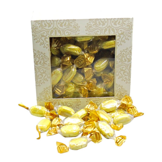 300g Square Window Ivory White Pattern Box of Sugar Free Chocolate Limes Sweets