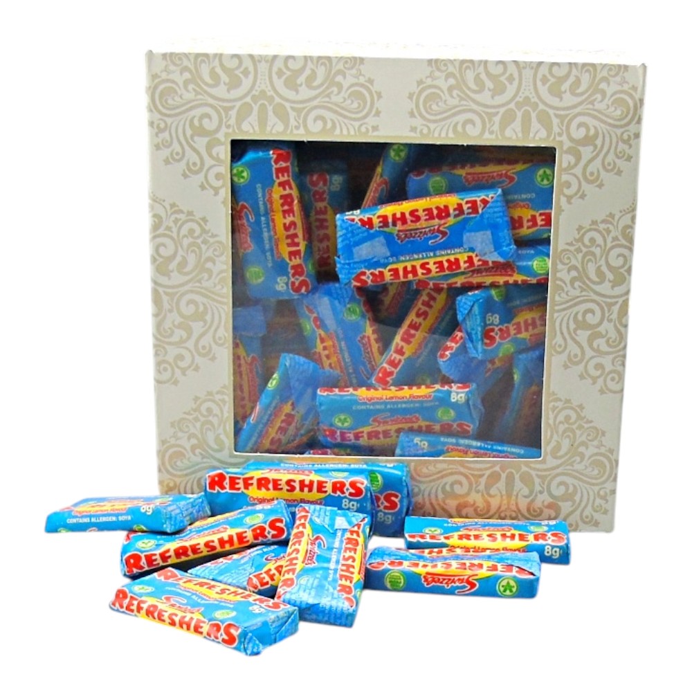 300g Square Window Ivory White Pattern Box of Swizzles Refreshers