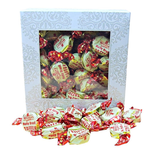 300g Square Window Pattern Box of Walkers Nutty Brazil Toffee