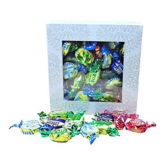 300g Square Window Ivory White Pattern Box of Walkers Assorted Toffees