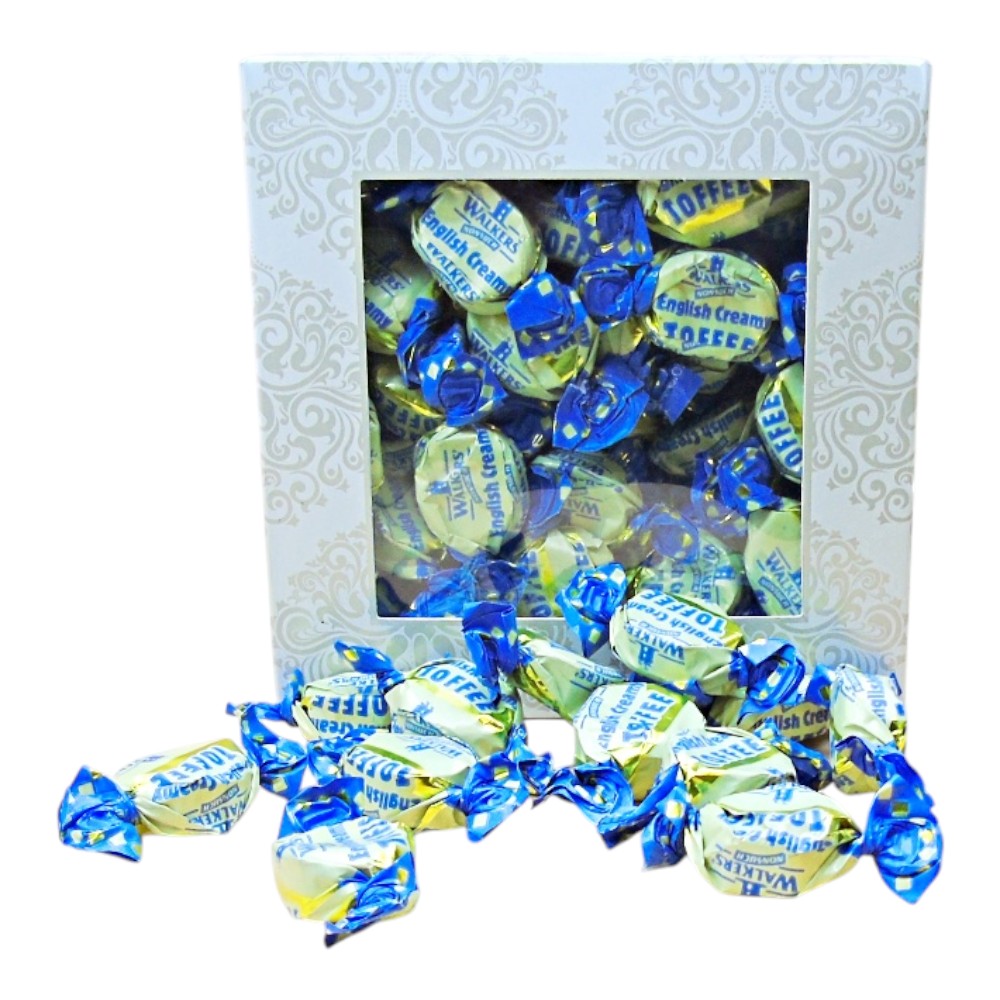 300g Square Window Ivory White Pattern Box of Walkers English Creamy Toffee
