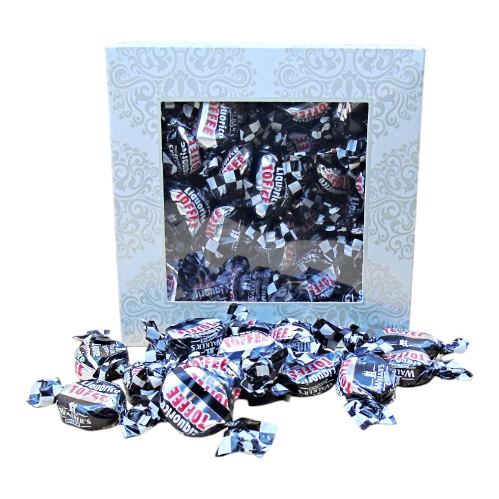 300g Square Window Pattern Box of Walkers Liquorice Toffee