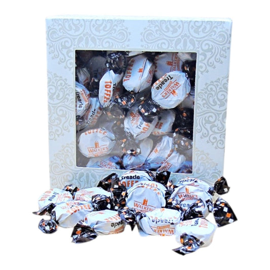 300g Square Window Ivory White Pattern Box of Walkers Treacle Dabs Toffee