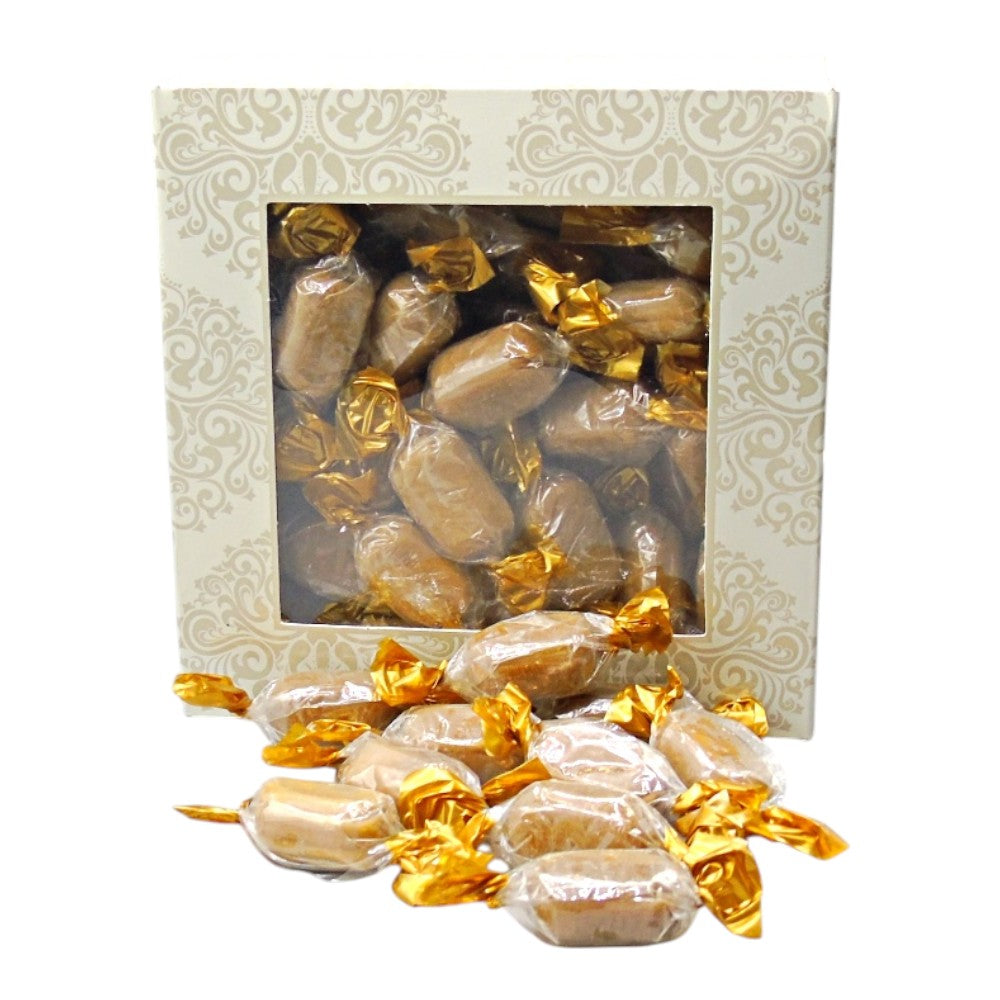 300g Square Window Ivory White Pattern Box of Chocolate Crunch Sweets