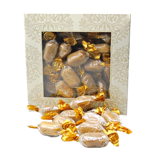 300g Square Window Ivory White Pattern Box of Chocolate Crunch Sweets