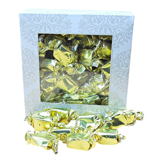 300g Square Window Ivory White Pattern Box of Bristows Clotted Cream Toffee