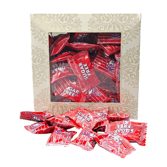 300g Square Window Ivory White Pattern Box of Uncle Joes Sugar Free Mints