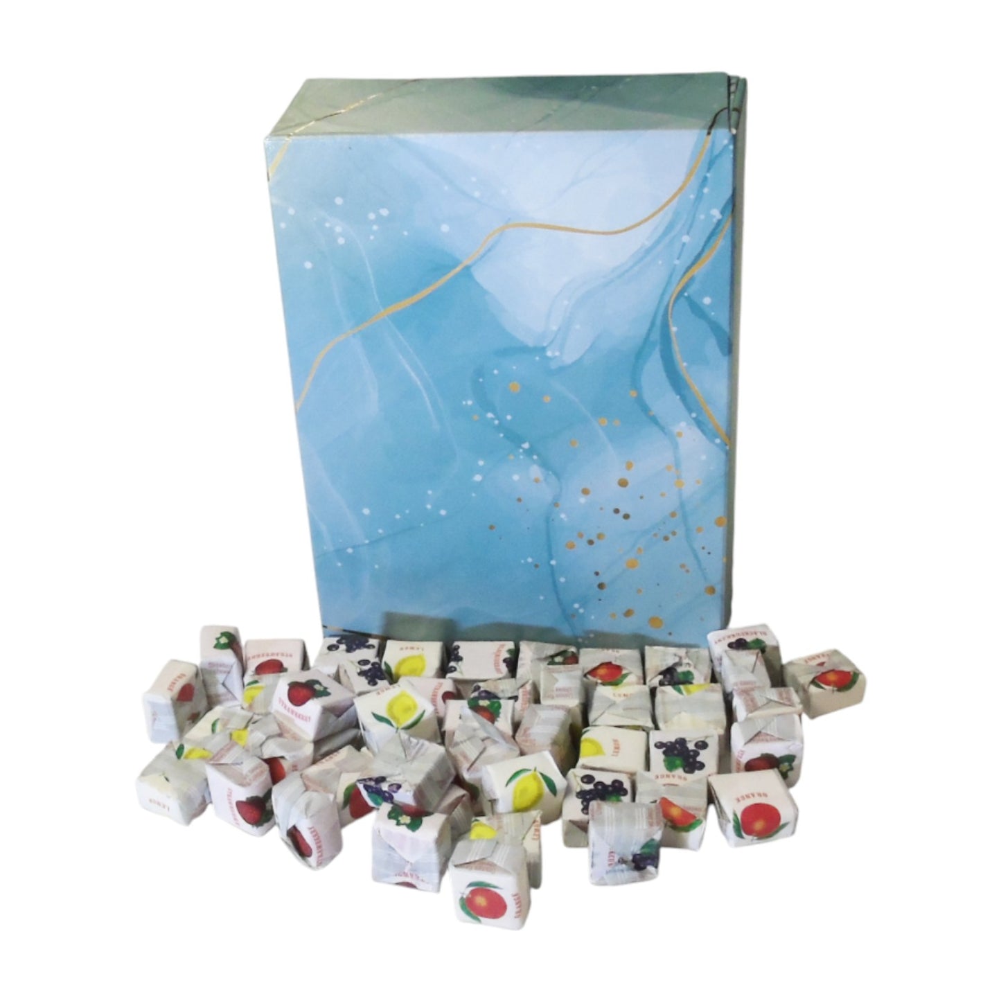 350g Rectangular Patterned Box of Fruity Chews Fruit Caramels