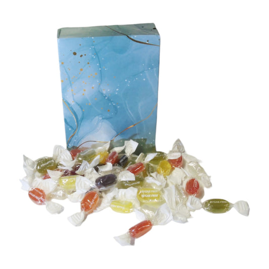350g Rectangular Patterned Box of Sugar Free Fruit Drops