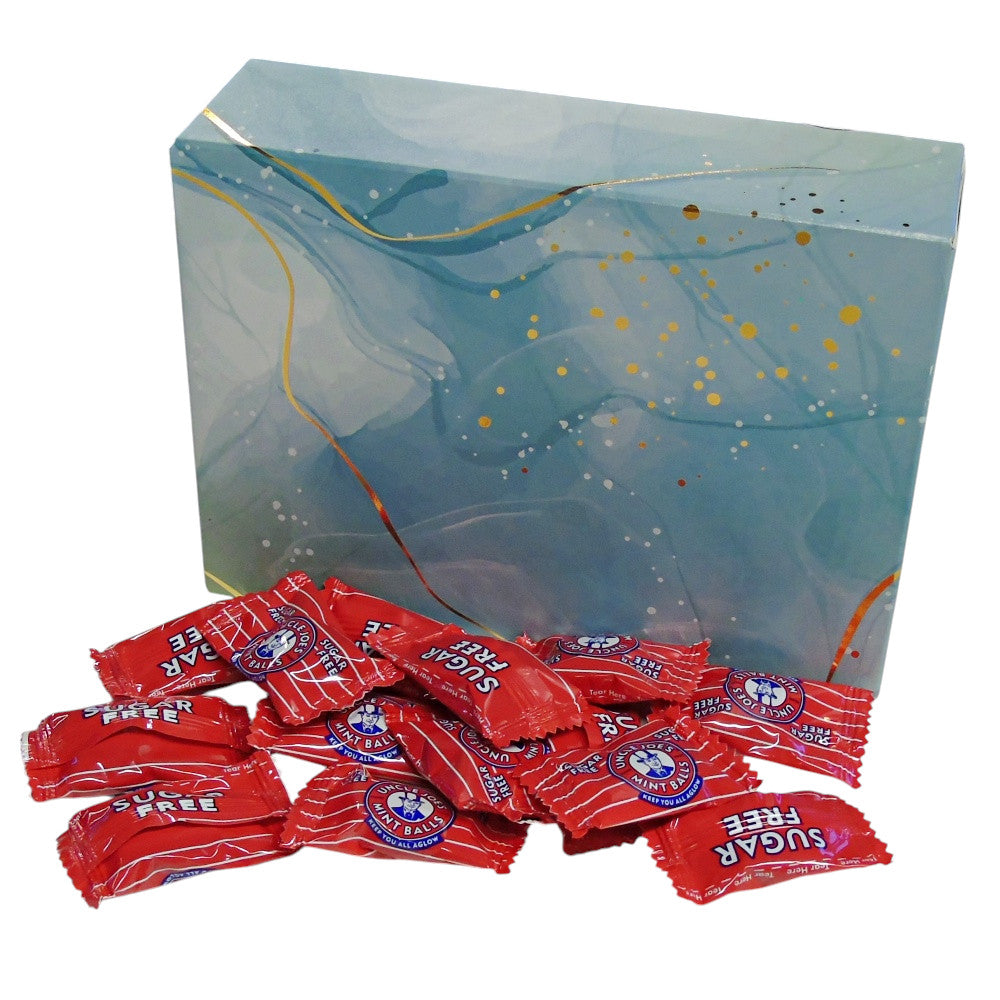 350g Rectangular Patterned Box of Uncle Joes Sugar Free Mints