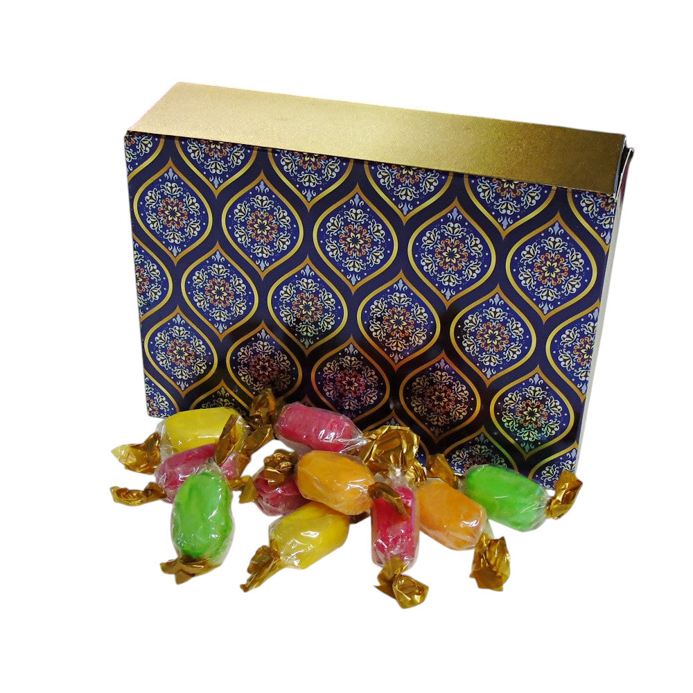 350g Rectangular Patterned Box of Chocolate Fruits Sweets