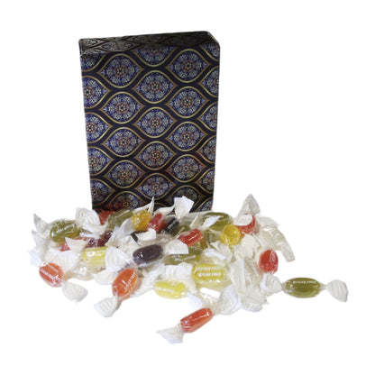 350g Rectangular Patterned Box of Sugar Free Fruit Drops
