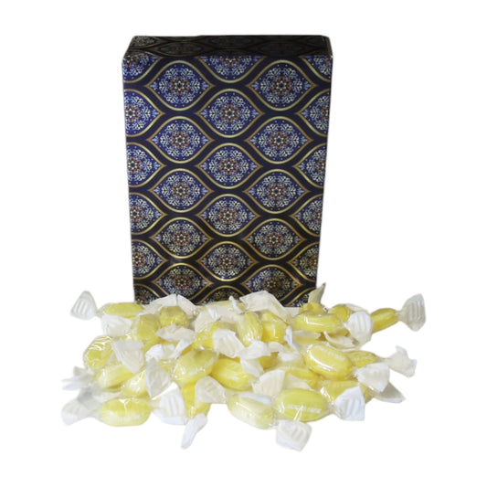 350g Rectangular Patterned Box of Sugar Free Sherbet Lemons