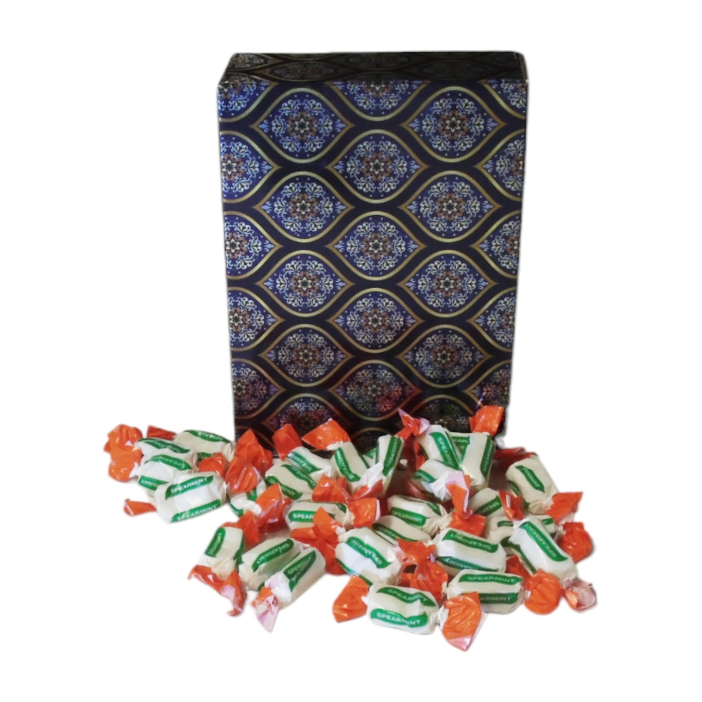 350g Rectangular Patterned Box of Sugar Free Spearmint Chews