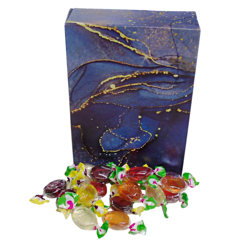 350g Rectangular Patterned Box of Hard Boiled Fruit Drop Sweet