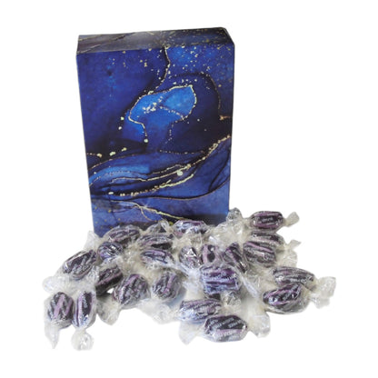 350g Rectangular Patterned Box of Sugar Free Blackcurrant and Liquorice
