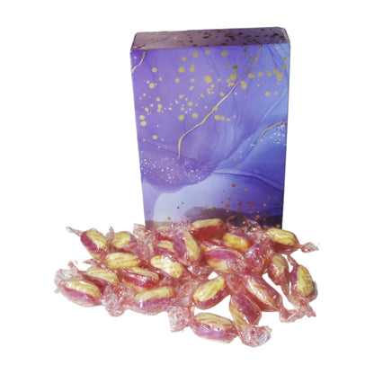 350g Rectangular Patterned Box of Sugar Free Rhubarb and Custard