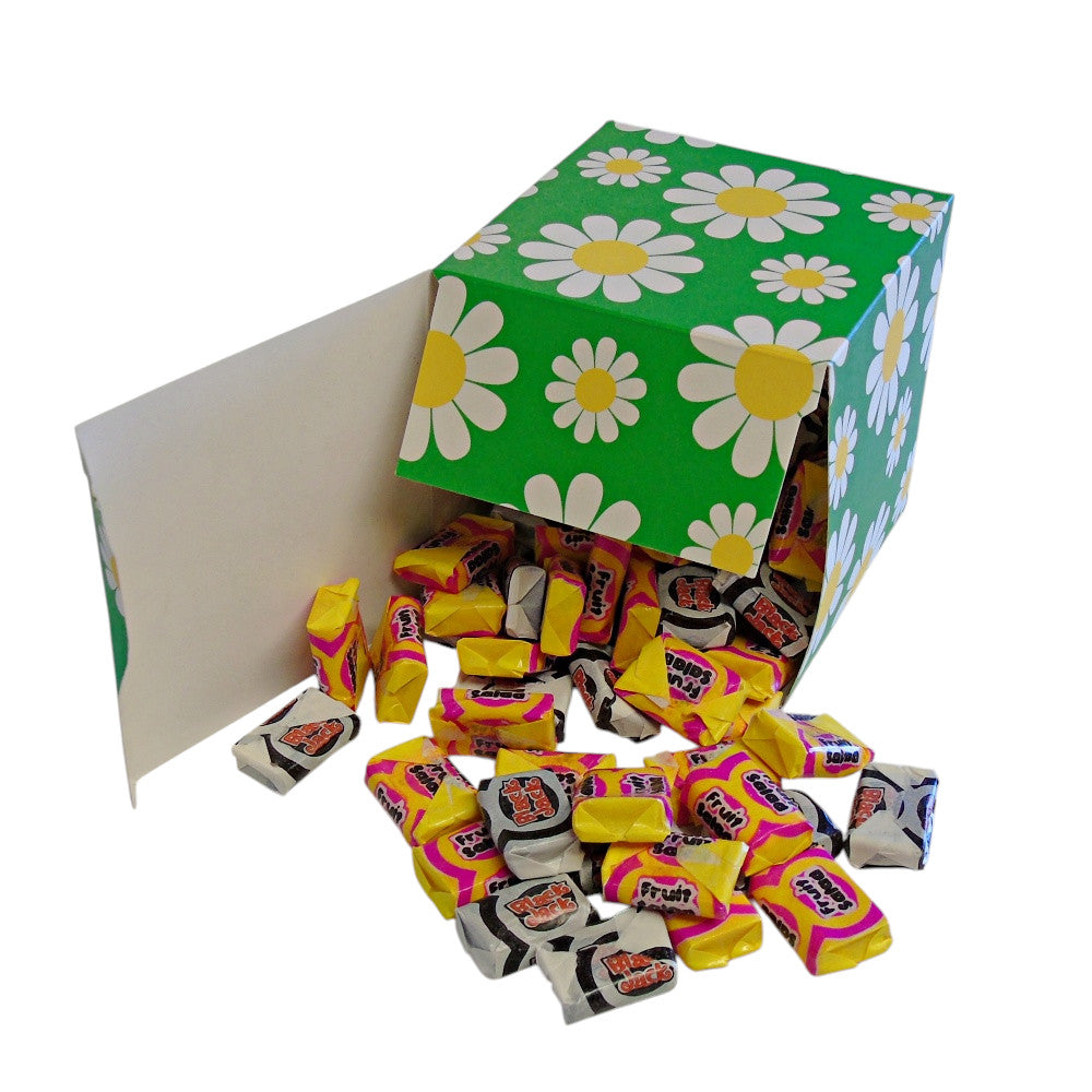 300g Square Flower Pattern Box of Black Jacks and Fruit Salads