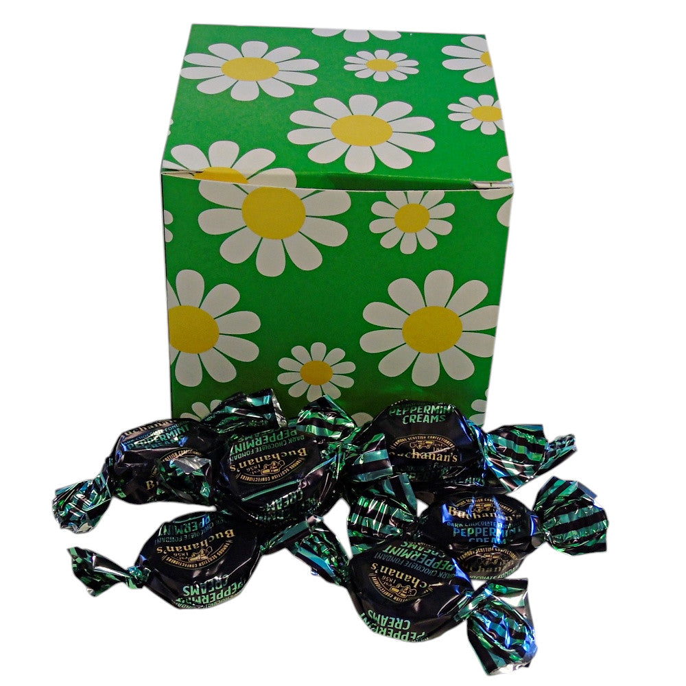 300g Square Flower Pattern Box of Buchanans Chocolate Peppermint Creams