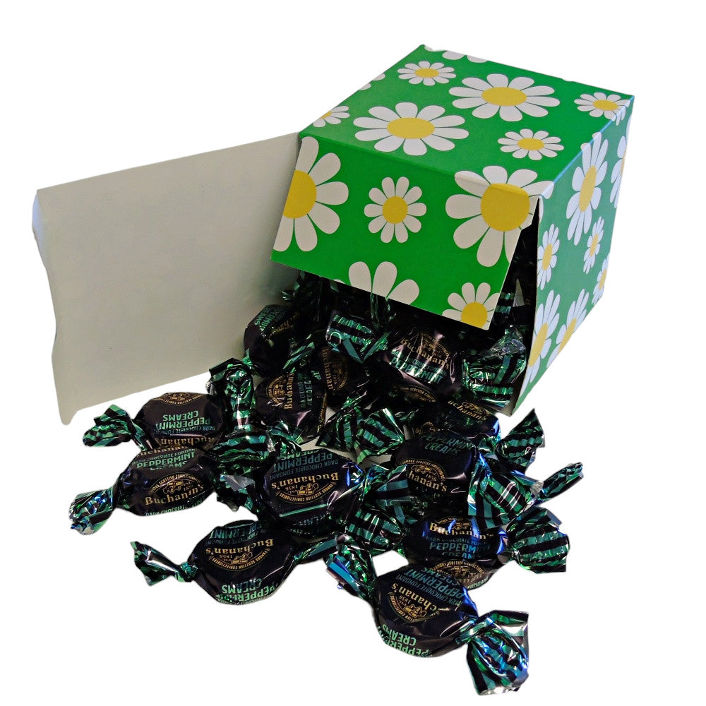 300g Square Flower Pattern Box of Buchanans Chocolate Peppermint Creams