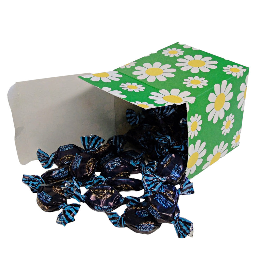 300g Square Flower Pattern Box of Buchanans Milk Chocolate Caramel Toffees