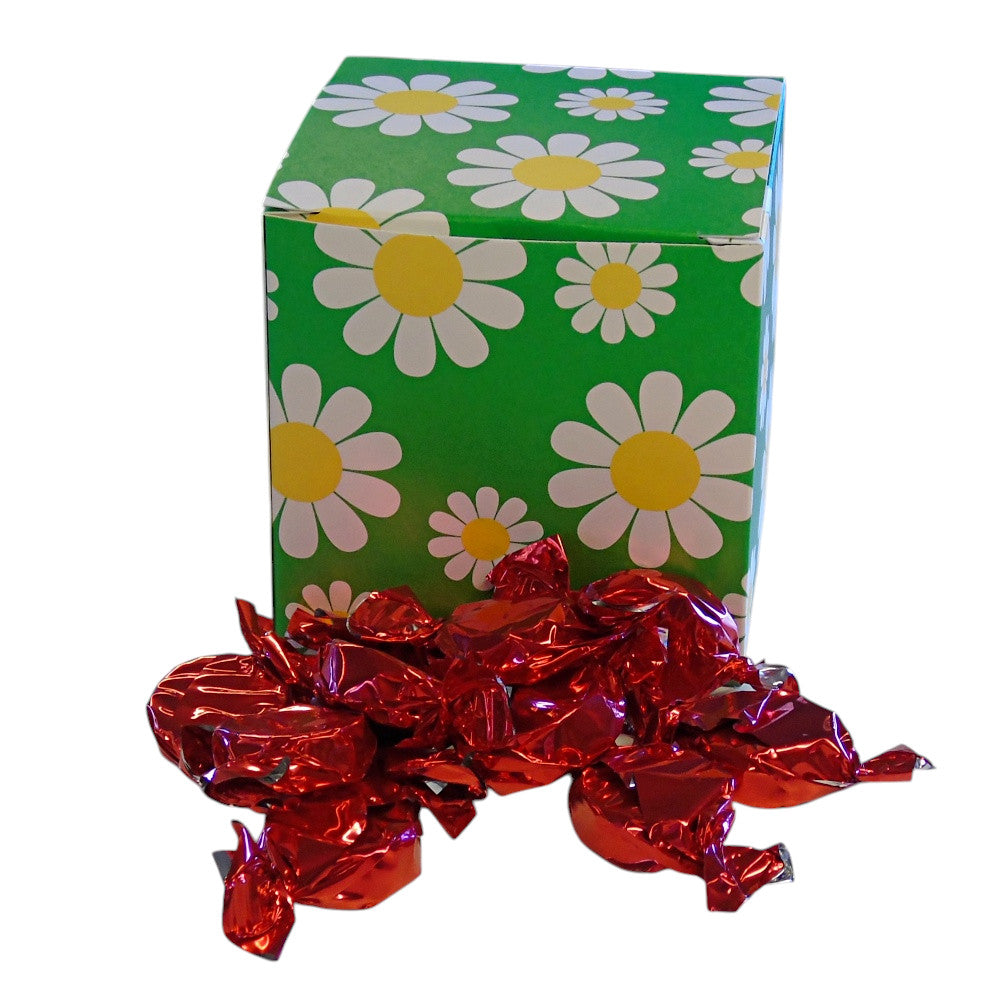 300g Square Flower Pattern Box of Buchanans Raspberry Caramel Toffee