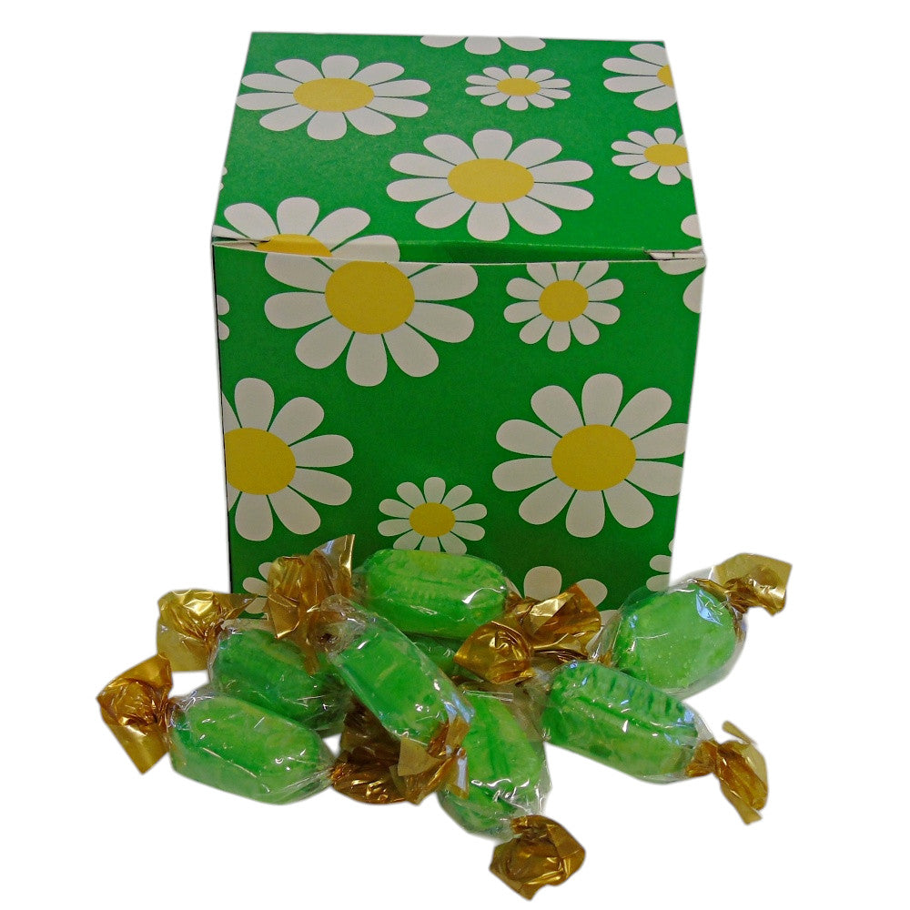 300g Square Flower Pattern Box of Hard Boiled Chocolate Limes Sweets