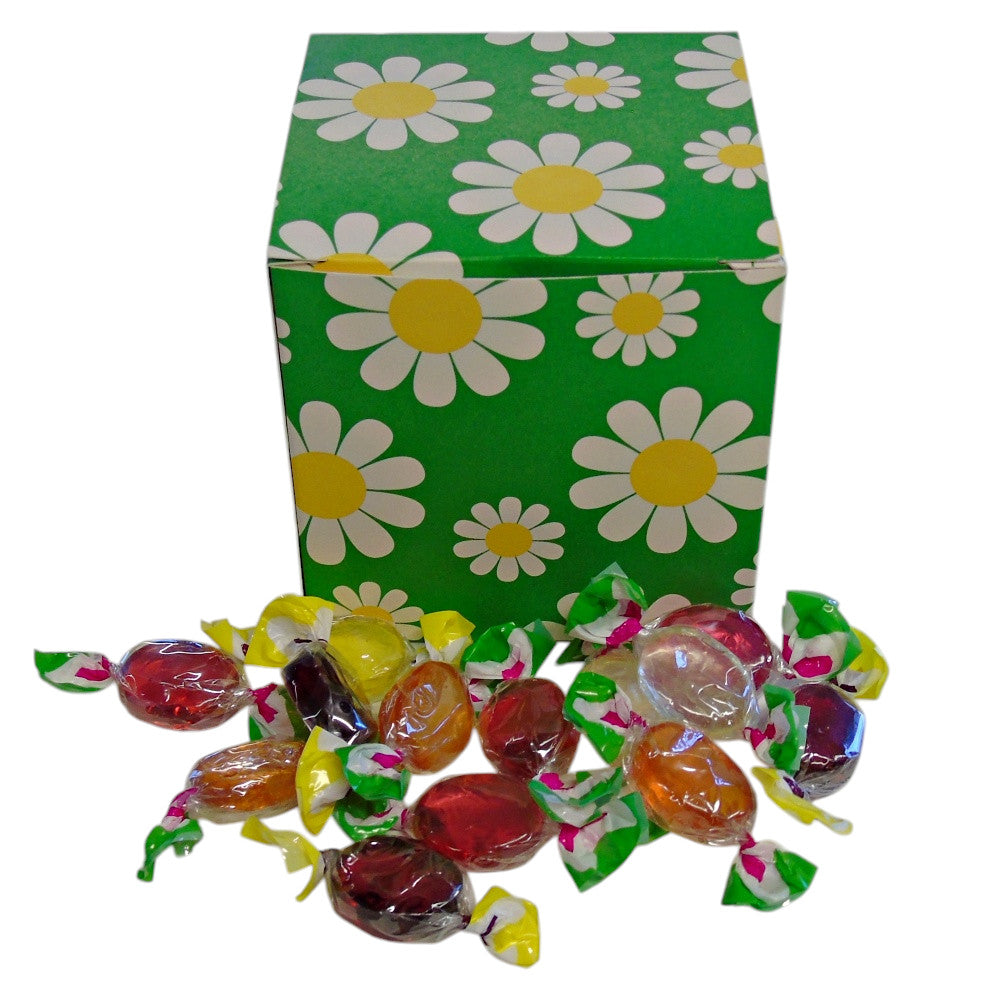 300g Square Flower Pattern Box of Hard Boiled Fruit Drop Sweet