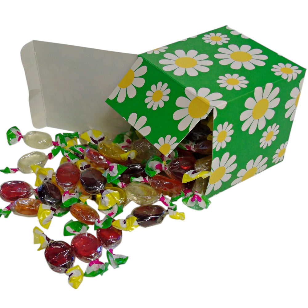300g Square Flower Pattern Box of Hard Boiled Fruit Drop Sweet