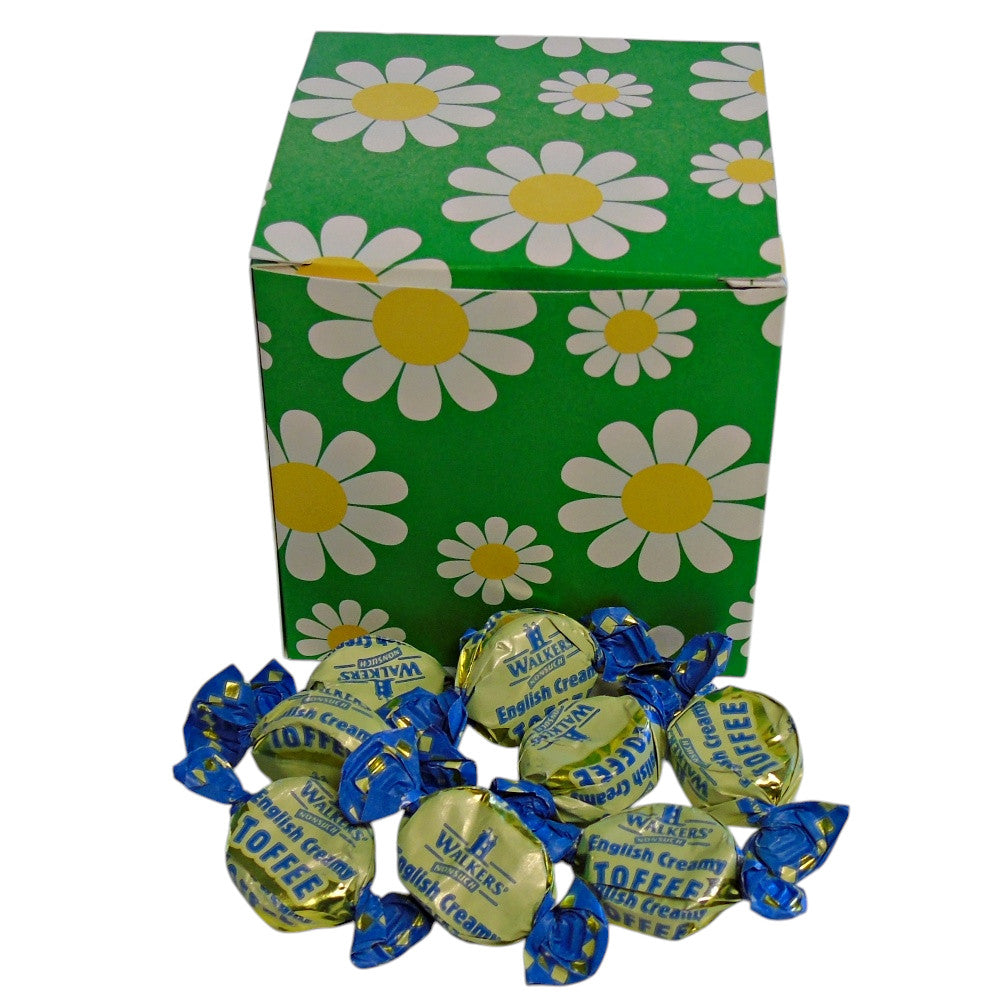 300g Square Flower Pattern Box of Walkers English Creamy Toffee