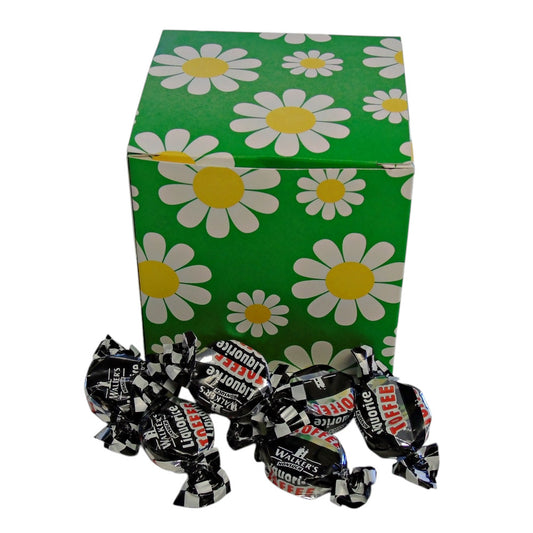 300g Square Flower Pattern Box of Walkers Liquorice Toffee