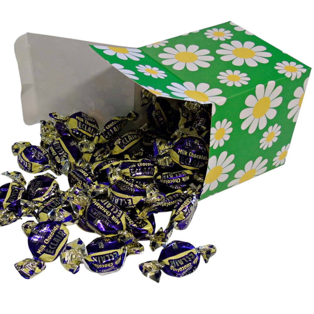 300g Square Flower Pattern Box of Walkers Milk Chocolate Eclairs