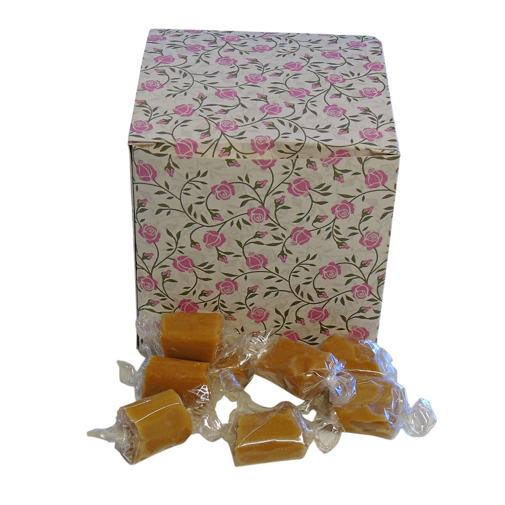 300g Square Flower Pattern Box of Bristows Salted Caramel Fudge